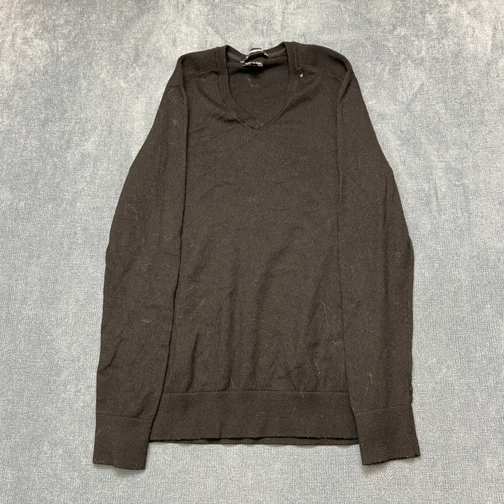 Express Sweater Womens Small Black Merino Wool Blend Knitted V Neck Long Sleeve